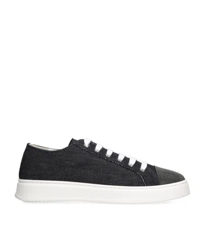 Brunello Cucinelli Kids' Denim Low-top Sneakers In Navy