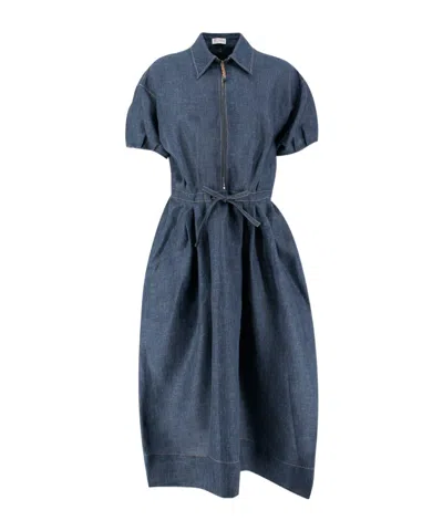 BRUNELLO CUCINELLI BRUNELLO CUCINELLI BOW-DETAILED DENIM DRESS