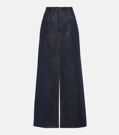 Brunello Cucinelli Denim Maxi Skirt In Blue