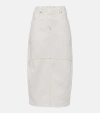 Brunello Cucinelli High-waisted Denim Midi Skirt In Naturale