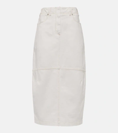 Brunello Cucinelli Denim Midi Skirt In Naturale