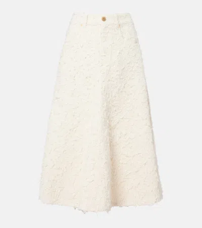Brunello Cucinelli Denim Midi Skirt In White