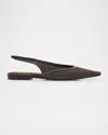 Brunello Cucinelli Denim Monili Slingback Ballerina Flats In Gray