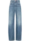 Brunello Cucinelli Wide-leg Blue Jeans With Whiskering Effect And Classic Five-pocket Design In Blue