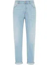 Brunello Cucinelli Lightweight Denim Trousers In Blue