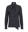 Brunello Cucinelli Long-sleeved Denim Shirt With Bow In Blue