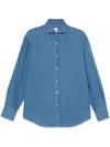 Brunello Cucinelli Men's Denim Cotton Shirt In Blue