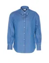 Brunello Cucinelli Denim Shirt With Long Sleeves And Collar In Blue