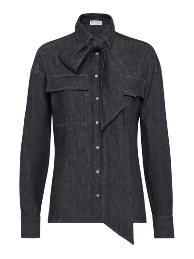 Brunello Cucinelli Denim Shirt In Blue