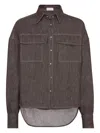 Brunello Cucinelli Denim Shirt In Brown