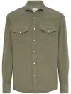 Brunello Cucinelli Cotton-needlecord Western Shirt In Green