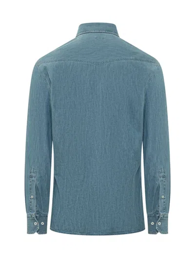 Brunello Cucinelli Denim Shirt In Med Wash Denim