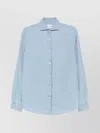 Brunello Cucinelli Denim Shirt With Long Sleeves And Curved Hem In Blue