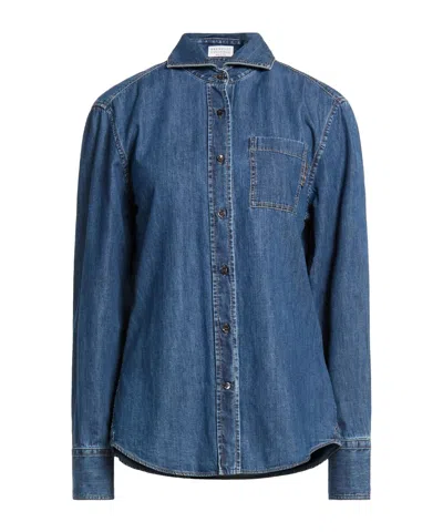Brunello Cucinelli Denim Shirts In Blue