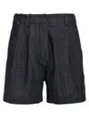 Brunello Cucinelli Cotton Denim Shorts With Monile Detailing In Blue