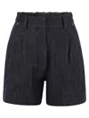 Brunello Cucinelli Women's Denim Shorts In Dark Denim