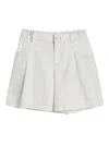 Brunello Cucinelli Pleated Cotton Shorts In White