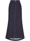 Brunello Cucinelli Denim Skirt With Belts And Pockets In Blue