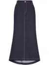 Brunello Cucinelli Denim Skirt With Belts And Pockets In Blue
