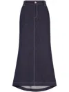 Brunello Cucinelli Denim Skirt With Belts And Pockets In Blue