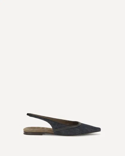 BRUNELLO CUCINELLI DENIM SLINGBACK BALLERINAS