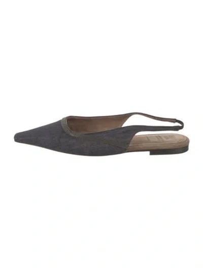 Pre-owned Brunello Cucinelli Denim Slingback Flats In Blue