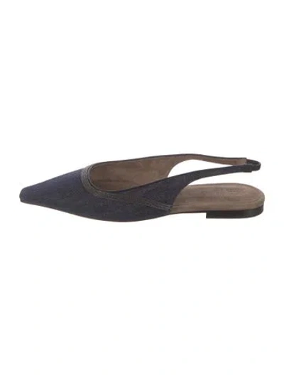 Pre-owned Brunello Cucinelli Denim Slingback Flats In Blue