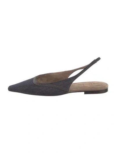 Pre-owned Brunello Cucinelli Denim Slingback Flats In Blue