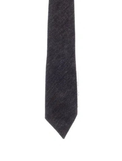 Pre-owned Brunello Cucinelli Denim Tie W/tags In Blue