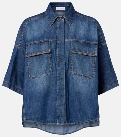 Brunello Cucinelli Denim Top In Blue
