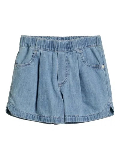 Brunello Cucinelli Kids' Denim Track Shorts In Blue