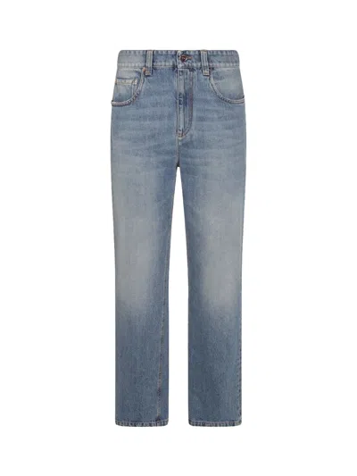 BRUNELLO CUCINELLI BRUNELLO CUCINELLI DENIM TROUSERS BLUE