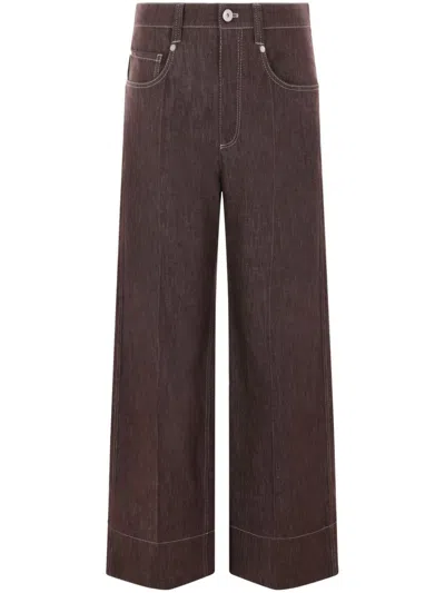 Brunello Cucinelli Denim Trousers In Brown