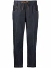 Brunello Cucinelli Drawstring Denim Jogger Pants In Navy