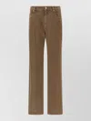 Brunello Cucinelli Denim Trousers Straight Leg Belt Loops Pockets In Brown