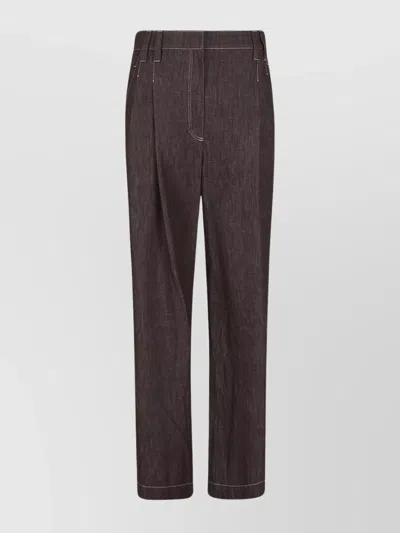 Brunello Cucinelli Denim Trousers With Back Pockets And Belt Loops In Black