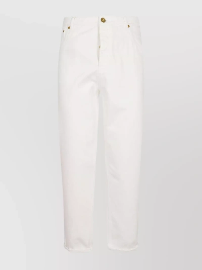 Brunello Cucinelli Logo-embroidered Tapered Cotton Jeans In White