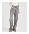 Brunello Cucinelli Denim Trousers With Belt Loops In Cowboy Grey