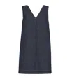 Brunello Cucinelli Short V-neck Denim Tank Dress With Monili Insert In Blue