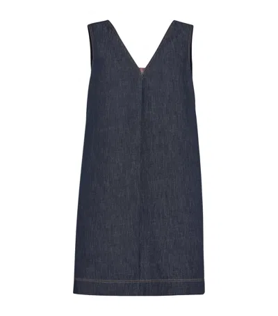 BRUNELLO CUCINELLI DENIM V-NECK MINI DRESS
