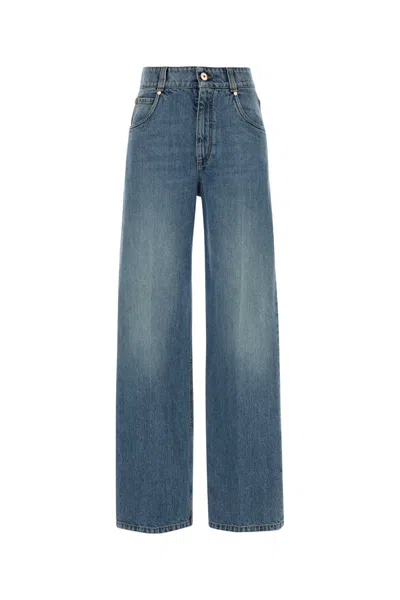 Brunello Cucinelli Denim Wide-leg Jeans In Blue