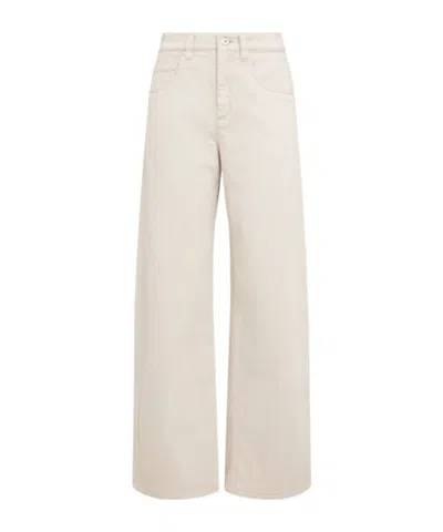Brunello Cucinelli Denim Wide Leg Jeans In Neutral