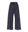 Brunello Cucinelli Women No-fade Denim Wide Pleated Pants With Monili In Blue