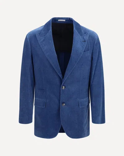 Brunello Cucinelli Denim-effect Tailored Blazer In Blue