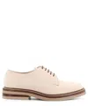 Brunello Cucinelli Suede Lace-up Shoe With Contrasting Midsole In Beige