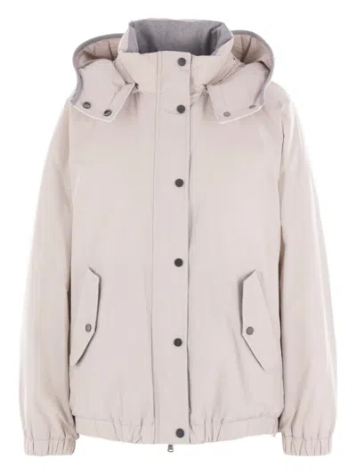 Brunello Cucinelli Detachable-hood Down Jacket In Multi