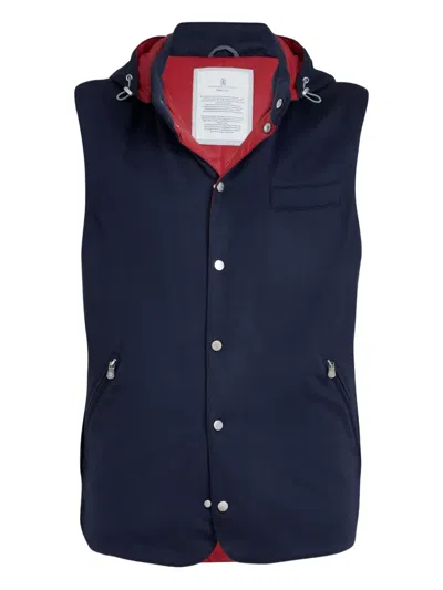Brunello Cucinelli Detachable-hood Gilet In Blue