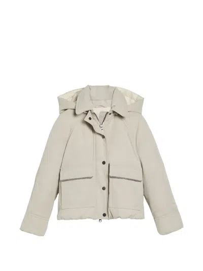 Brunello Cucinelli Kids' Detachable-hood Padded Jacket In Neutrals