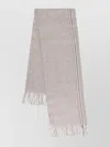 Brunello Cucinelli Detail Striped Luxurious Silk Scarf In Neutral