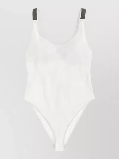 Brunello Cucinelli Detailed One Piece Swimsuit Contrast Straps In White